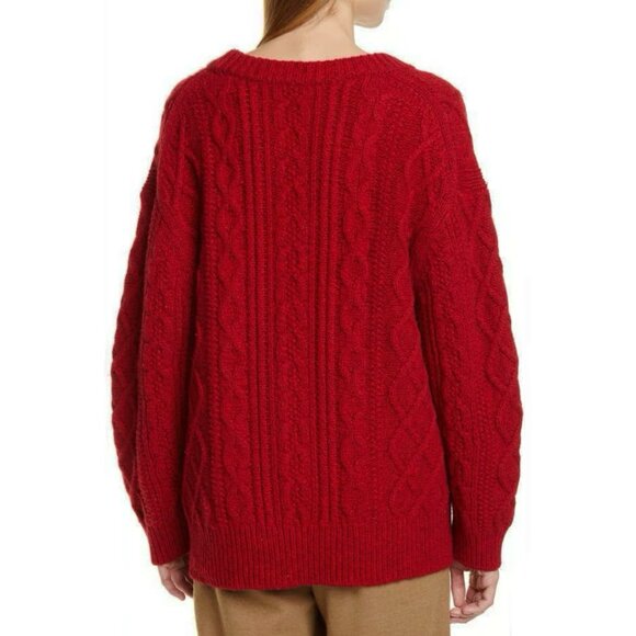New Vince Wool Cashmere Blend Cable Knit Sweater Red XL $425 - Picture 2 of 8